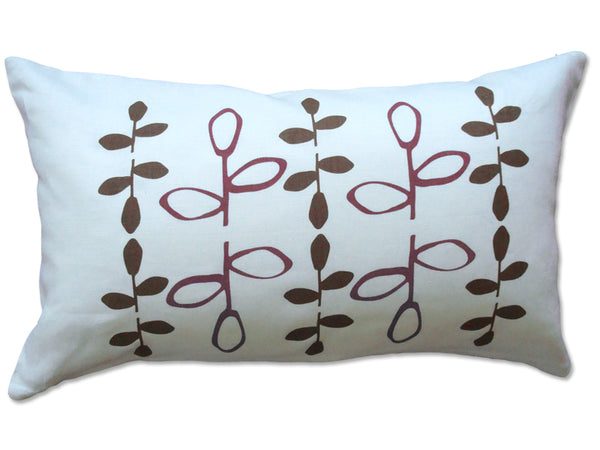 Branch Red Brown Linen Pillow