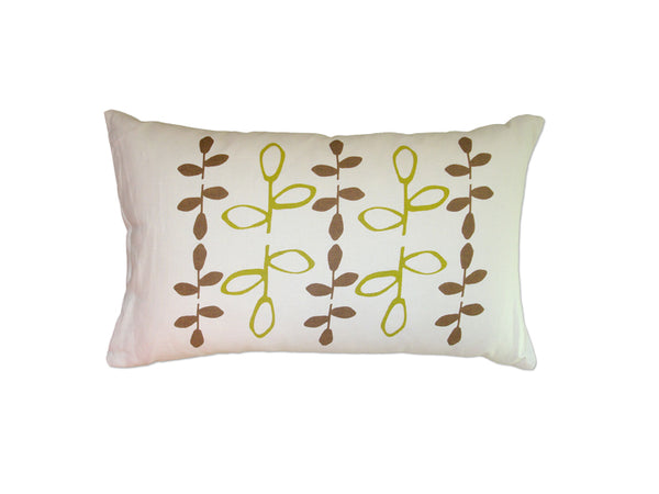 Branch Green Brown Linen Pillow