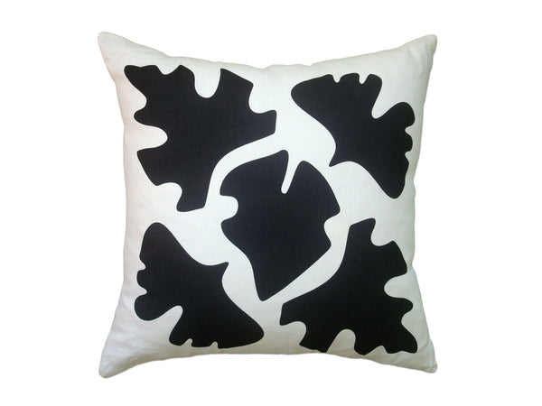 SHADE Leaves Reversible Pattern Black Linen Pillow