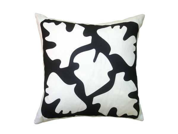SHADE Leaves Reversible Pattern Black Linen Pillow