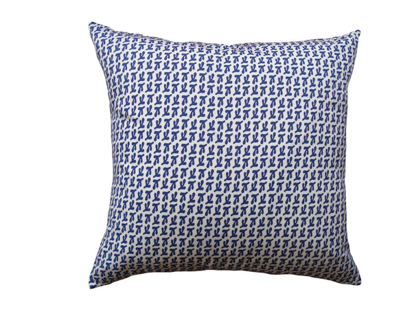 BIRD'S FEET - Hand Printed Indoor/Outdoor Navy Blue Pillow, Modern Coastal Style
