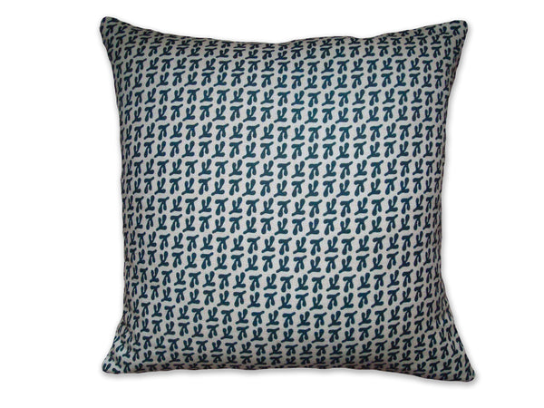BIRD'S FEET - Hand Printed Teal/Navy Linen Pillow, Artisan Home Decor