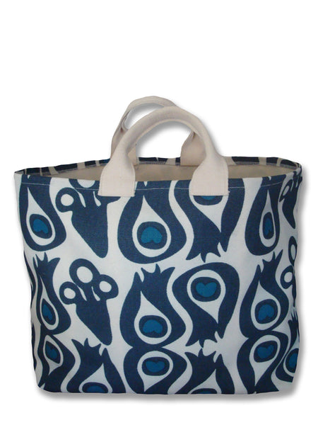Peacock Extra Large Boat Tote Bag in Slate Blue