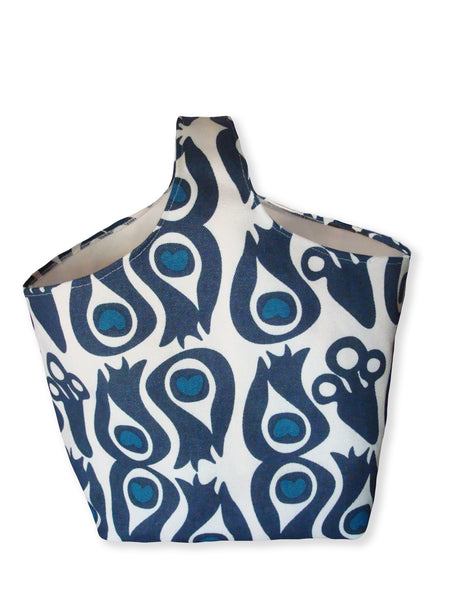Peacock Bucket Tote Bag in Slate Blue
