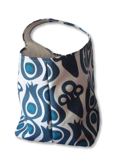 Peacock Bucket Tote Bag in Slate Blue