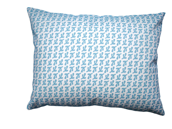 BIRD'S FEET - Hand Printed Coastal Blue Canvas Pillow, Modern Artisan Design