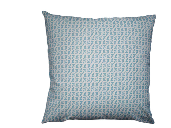 BIRD'S FEET - Hand Printed Coastal Blue Canvas Pillow, Modern Artisan Design