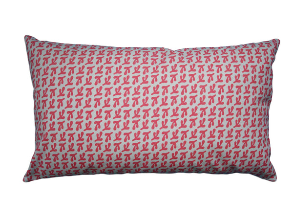BIRD'S FEET - Hand Printed Tango Pink  Canvas Pillow, Modern Artisan Design