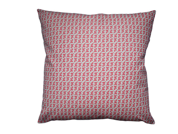 BIRD'S FEET - Hand Printed Tango Pink  Canvas Pillow, Modern Artisan Design