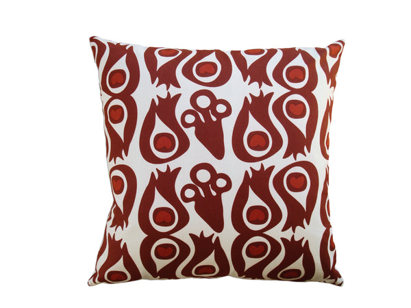 Peacock Red Canvas Pillow