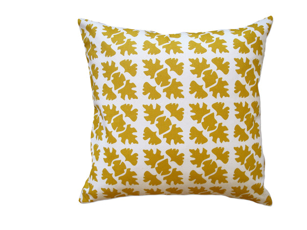 SHADE CHECK - Mustard Yellow Hand Printed Canvas Pillow, Modern Artisan Design