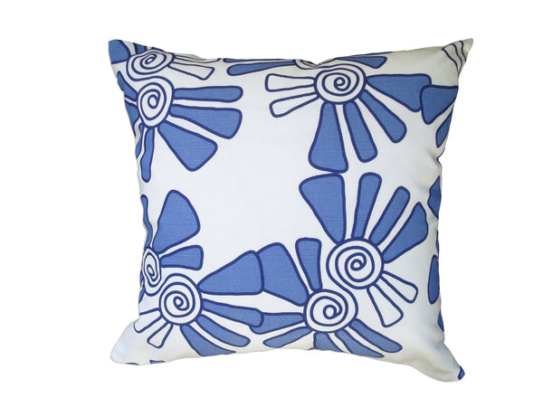 ALEX - Hand Printed Cobalt Blue Linen Pillow, Artisan Home Decor