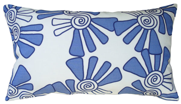ALEX - Hand Printed Cobalt Blue Linen Pillow, Artisan Home Decor