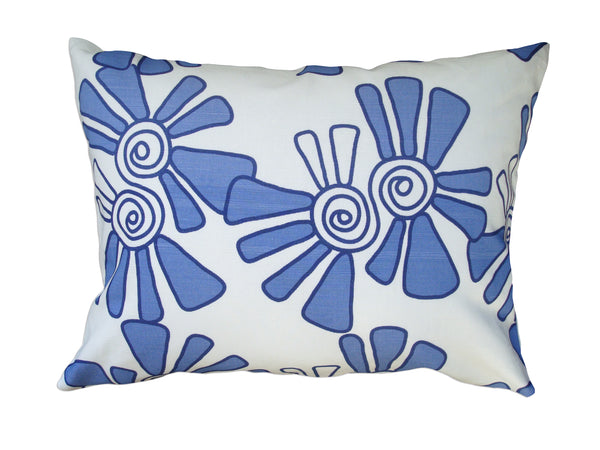 ALEX - Hand Printed Cobalt Blue Linen Pillow, Artisan Home Decor