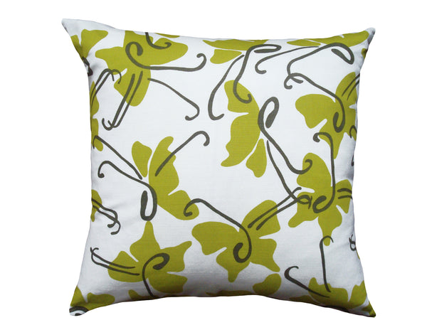 Butterfly Chartreuse Green Linen Pillow
