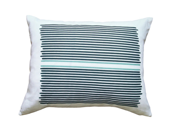 Louis Teal Blue Stripes Linen Pillow