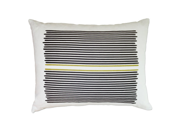 Louis Black Yellow Stripes Linen Pillow