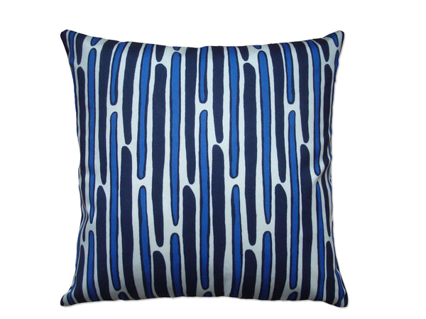 Morris Indoor/Outdoor Cobalt Navy Blue Stripes Pillow