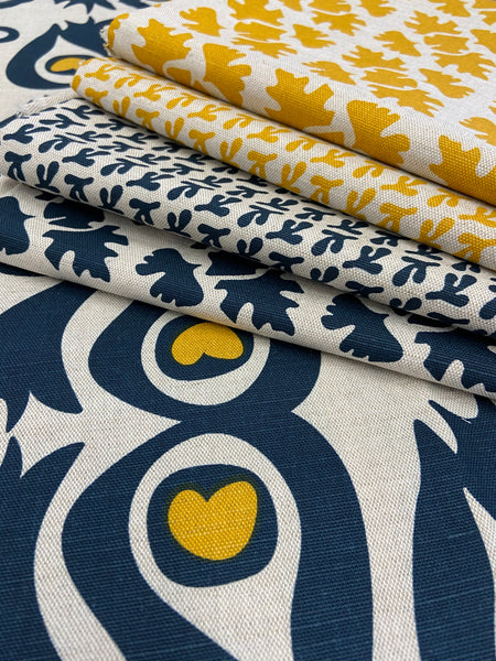 PEACOCK TEAL/MUSTARD on natural SWATCH