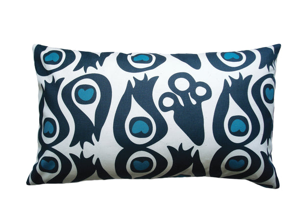 Peacock Slate Blue Canvas Pillow