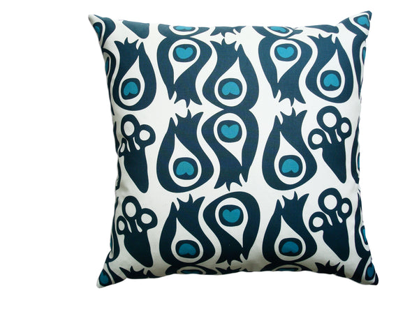 Peacock Slate Blue Canvas Pillow