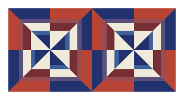 Double Flag Fine Art Print in Red White Blue