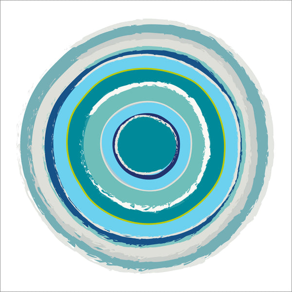 Aqua Blue Geometric Circles Fine Art Print