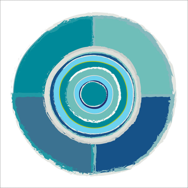 Aqua Blue Geometric Quartet Circles Fine Art Print