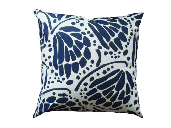 Wings Navy Blue Moss Green Canvas Pillow