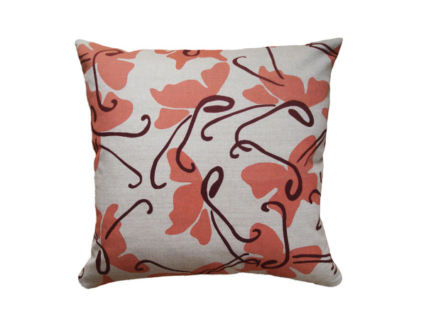 Butterfly Coral Pink Linen Pillow