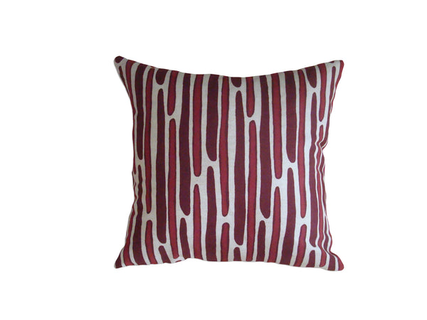 Morris Crimson Red Stripes Linen Pillow