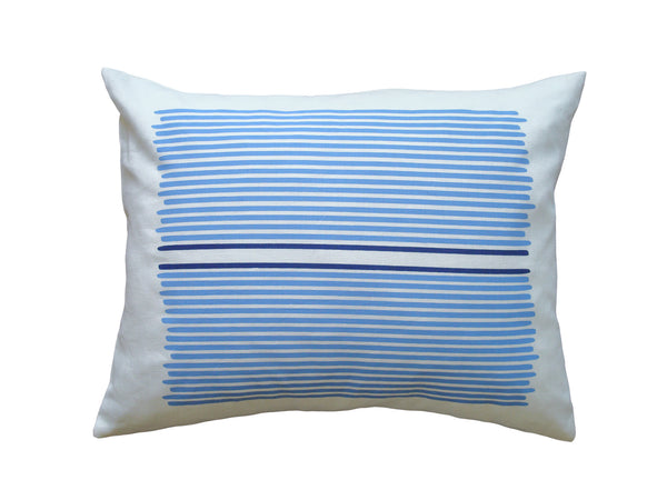 Louis Sky Cobalt Blue Stripes Linen Pillow