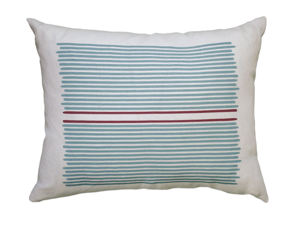Louis Blue Red Stripes Linen Pillow