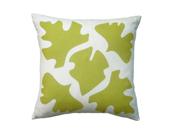 SHADE Leaves Reversible Pattern Yellow Linen Pillow