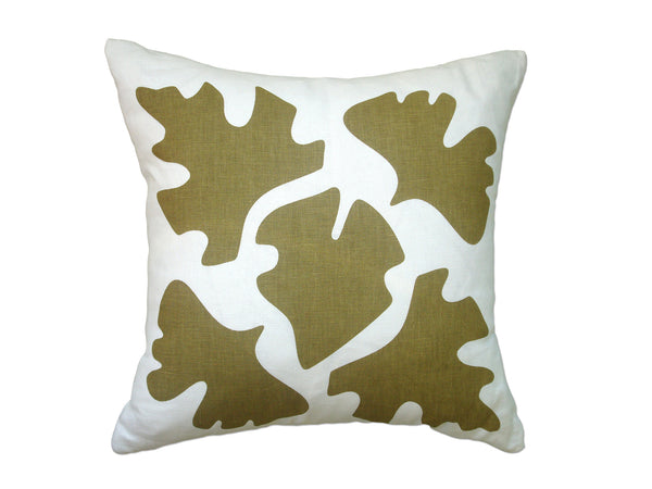 SHADE Leaves Reversible Pattern Light Brown Linen Pillow