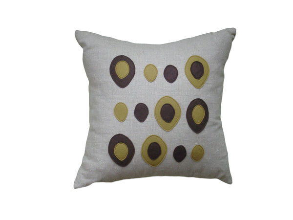 Eggs Brown Bronze Felt Appliqué Linen Pillow
