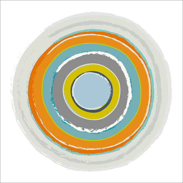Geometric Orange Blue Circles Fine Art Print