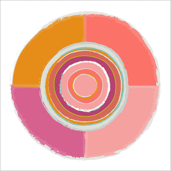 Geometric Orange Pink Quartet Fine Art Print