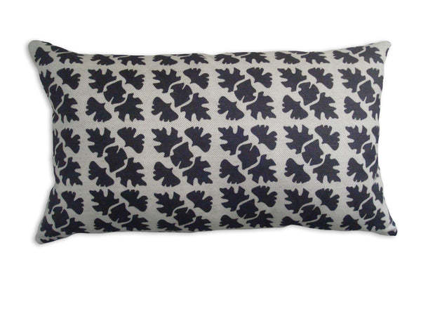 SHADE Leaves Charcoal Black Linen Pillow