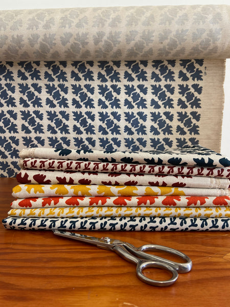 SHADE CHECK BEDFORD BLUE  on natural yardage